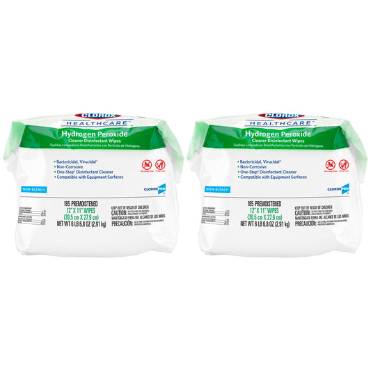 Clorox Healthcare® Hydrogen Peroxide Cleaner Disinfectant Wipes, 12 x 11, Refill Pack, 185/pk, 2/cs (100 cs/plt)