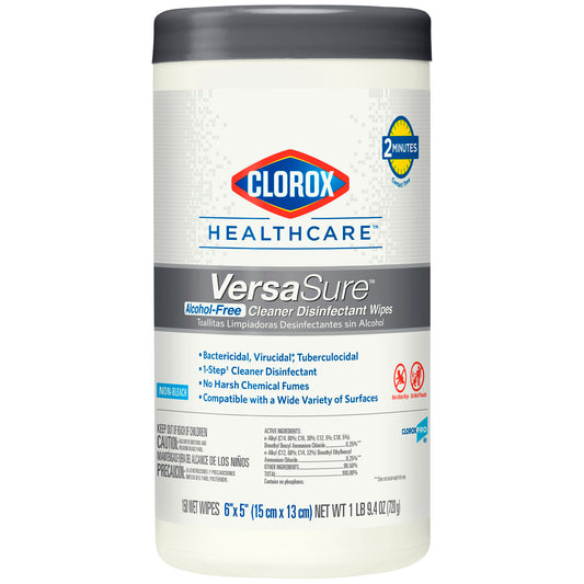 Clorox® Healthcare VersaSure® Cleaner Disinfectant Wipes, 6" x 5", 150/can, 6 can/cs (Expiry Lead 90 Days; Short-Dated; Non-Returnable)