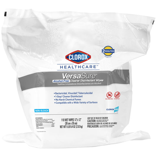 Clorox® Healthcare VersaSure® Cleaner Disinfectant Wipes, 12" x 12", 110/pk, 2 pk/cs (100 cs/plt)