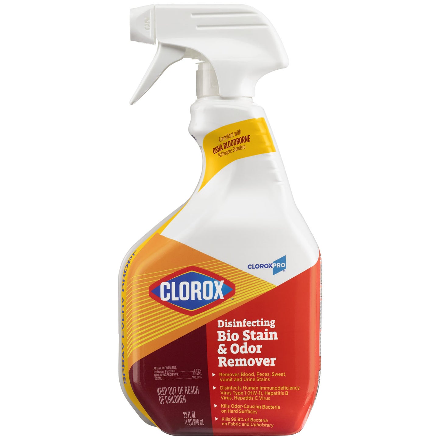 CloroxPro™ Clorox® Disinfecting Bio Stain & Odor Remover Spray, 32 fl oz, 9/cs