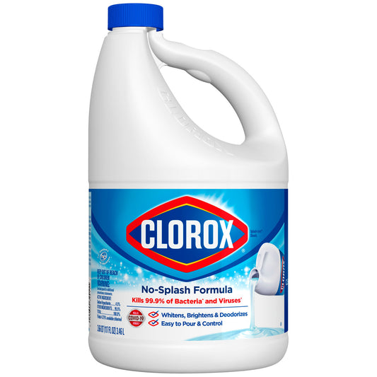 Clorox® Splash-Less® Bleach, Disinfecting Bleach, Regular, 117 oz, 3/cs