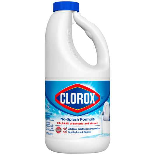 Clorox® Splash-Less® Bleach, Disinfecting Bleach, Regular, 40 oz, 6/cs