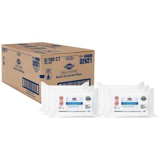 Clorox® Healthcare Bleach Germicidal Wipes, 100ct, 6/cs