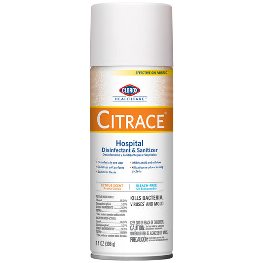 Clorox Healthcare Citrace® Hospital Disinfectant & Sanitizer Aerosol Spray, Citrus, 14 oz, 12/cs (133 cs/plt)