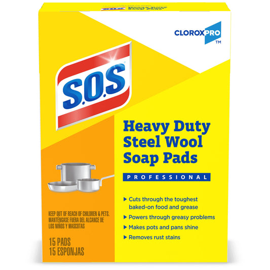 CloroxPro™ S.O.S® Steel Wool Soap Pads, 15 ct, 12/cs