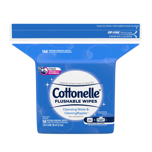 Cleansing Cloths, Flushable, Refill, 168/pk, 8pk/cs (Manufacturer Allocation)