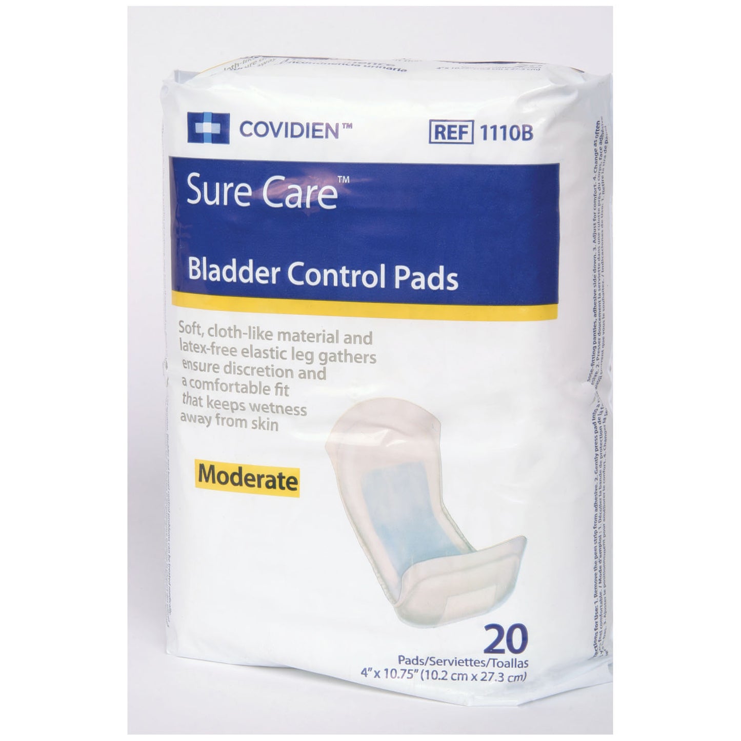 Bladder Control Pads, 4" x 10¾", Extra Absorbency, 20/bg, 6 bg/cs