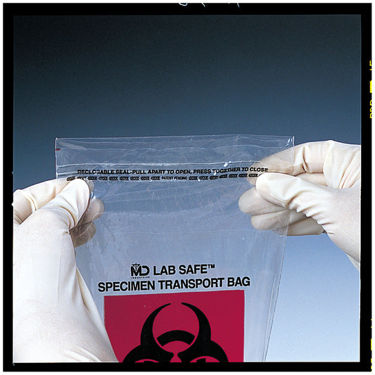 Collection Bag, 6" x 9", Reclosable Adhesive Closure, Biohazard Black/ Red Print, 1000/cs