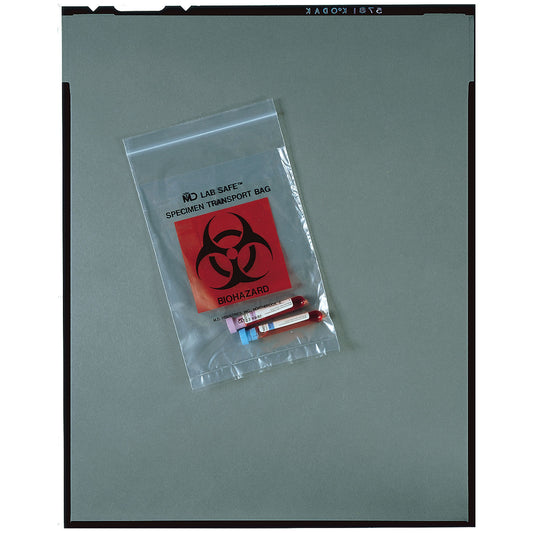 Collection Bag, 6" x 6", Zip Closure, Biohazard Black/ Red Print, 1000/cs (90 cs/plt)