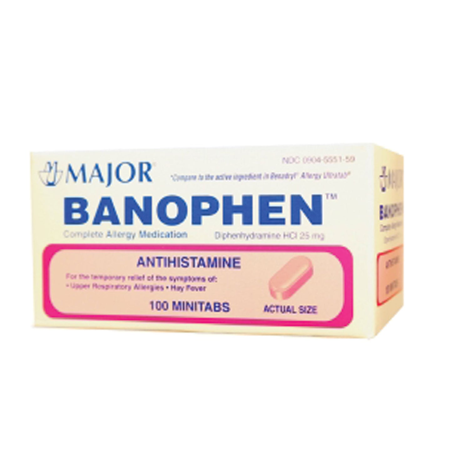 Banophen™, Mini-Tabs, 25mg, 100s, Compare to Benadryl® Mini-Tabs, NDC# 00904-5551-59