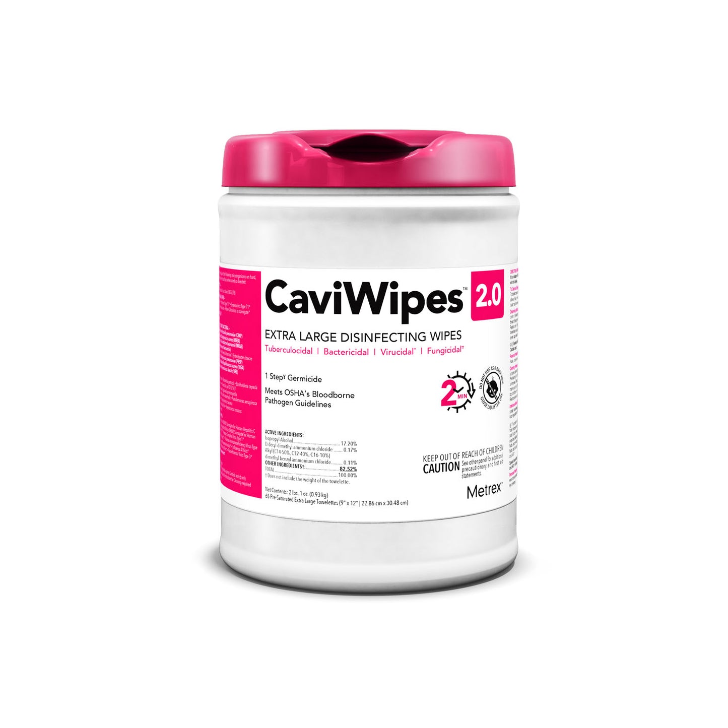 CaviWipes 2.0 XL, 65 wipes/canister, 12 can/cs (40 cs/plt)