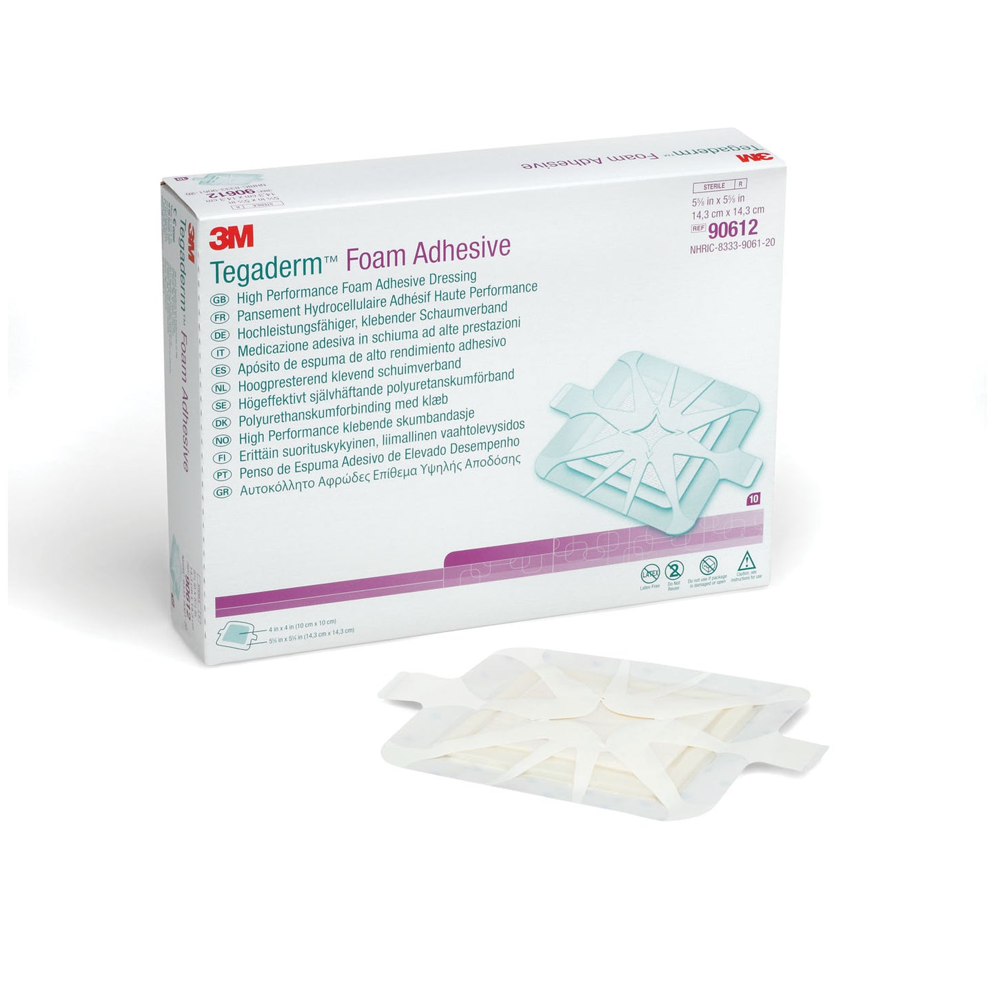 Foam Adhesive Dressing, 4” x 4”, Square, 10/bx, 4 bx/cs (Continental US+HI Only)