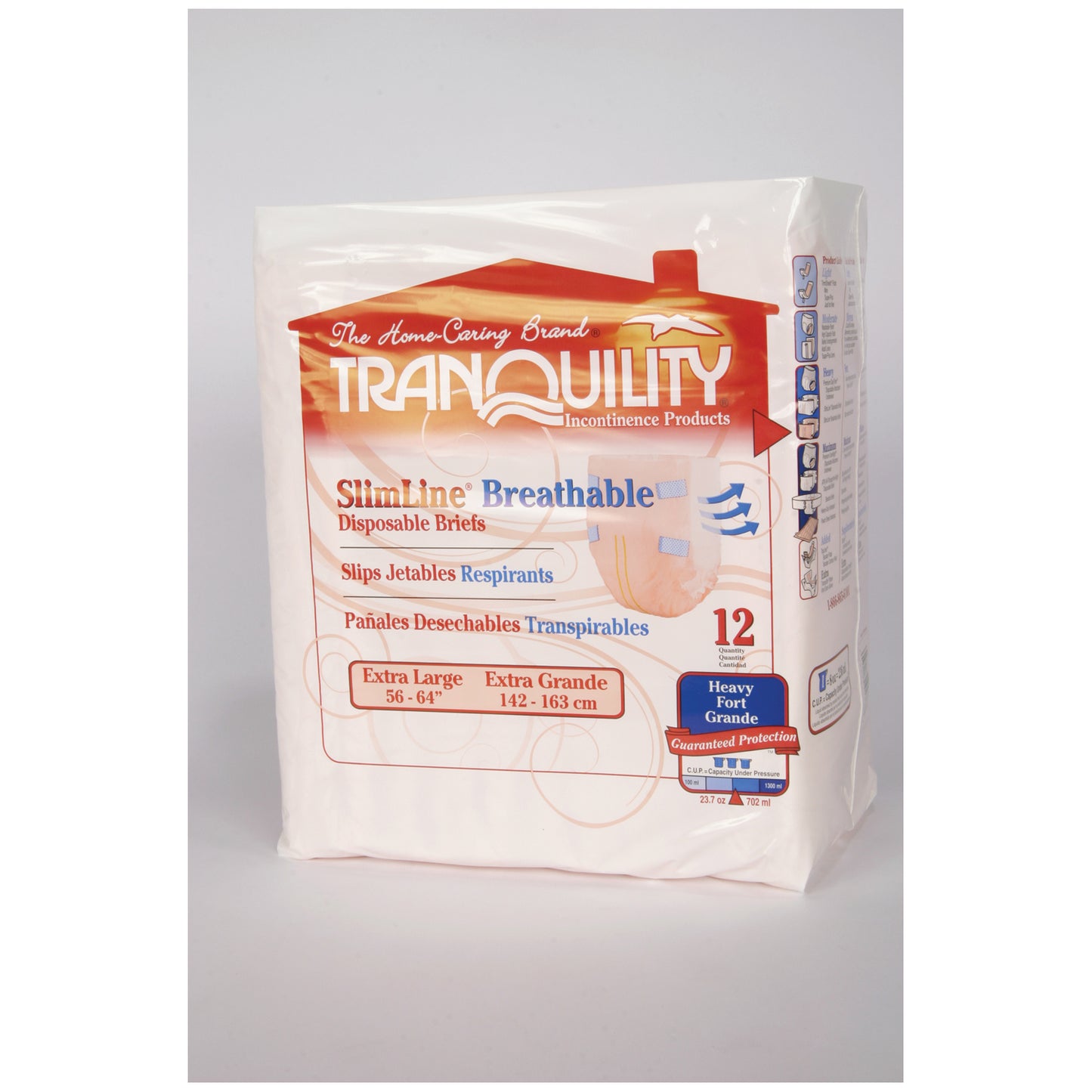 Breathable Briefs, X-Large Adult, 56"-64", 23.7 fl oz Capacity, 12/pk, 6 pk/cs