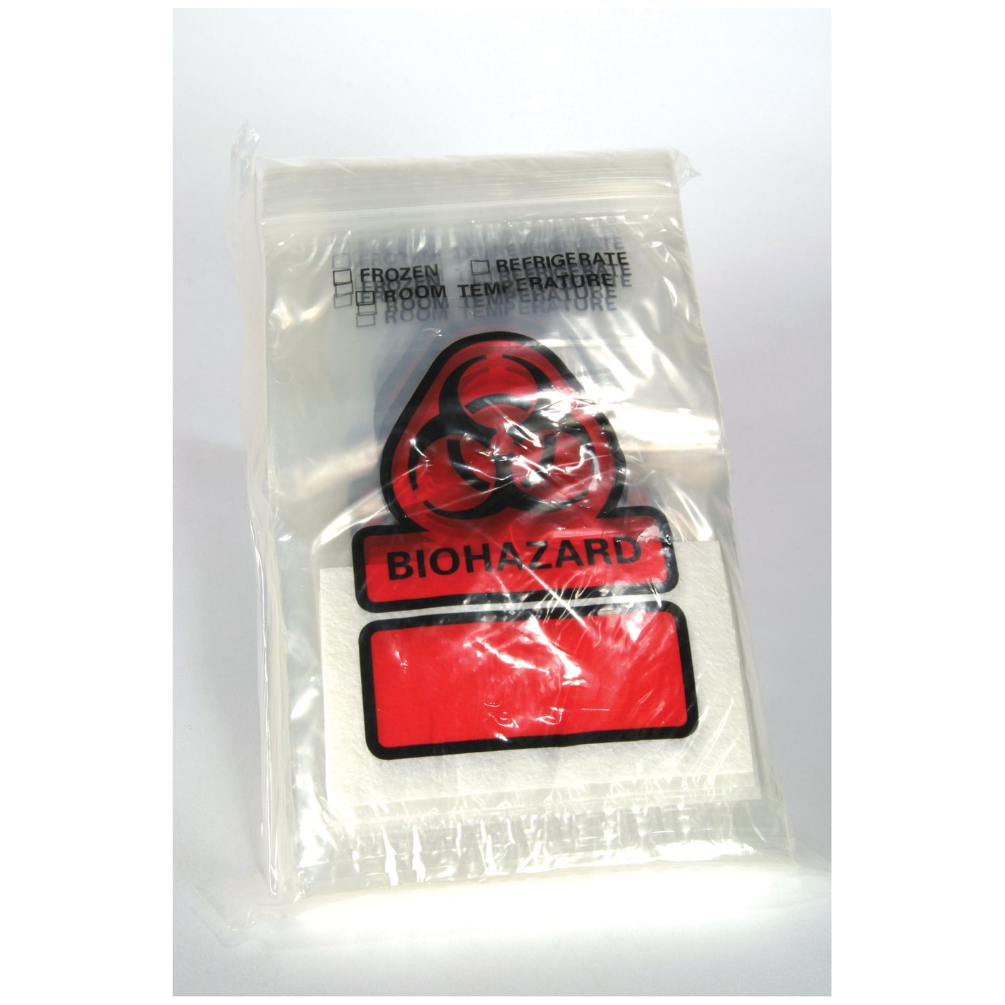 Biohazard Bag, 6" x 9", Closure Flap, 3" x 5" Absorbent Insert Pad, 500/cs