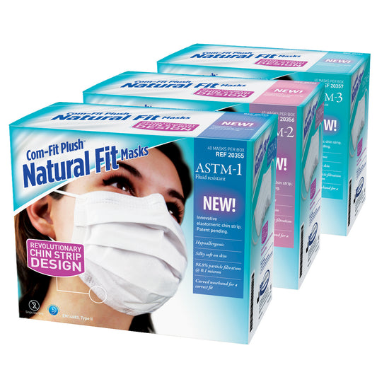 Com-Fit Plush™ Natural Fit Masks, ASTM 3, White, 40/bx, 1 bx/ea