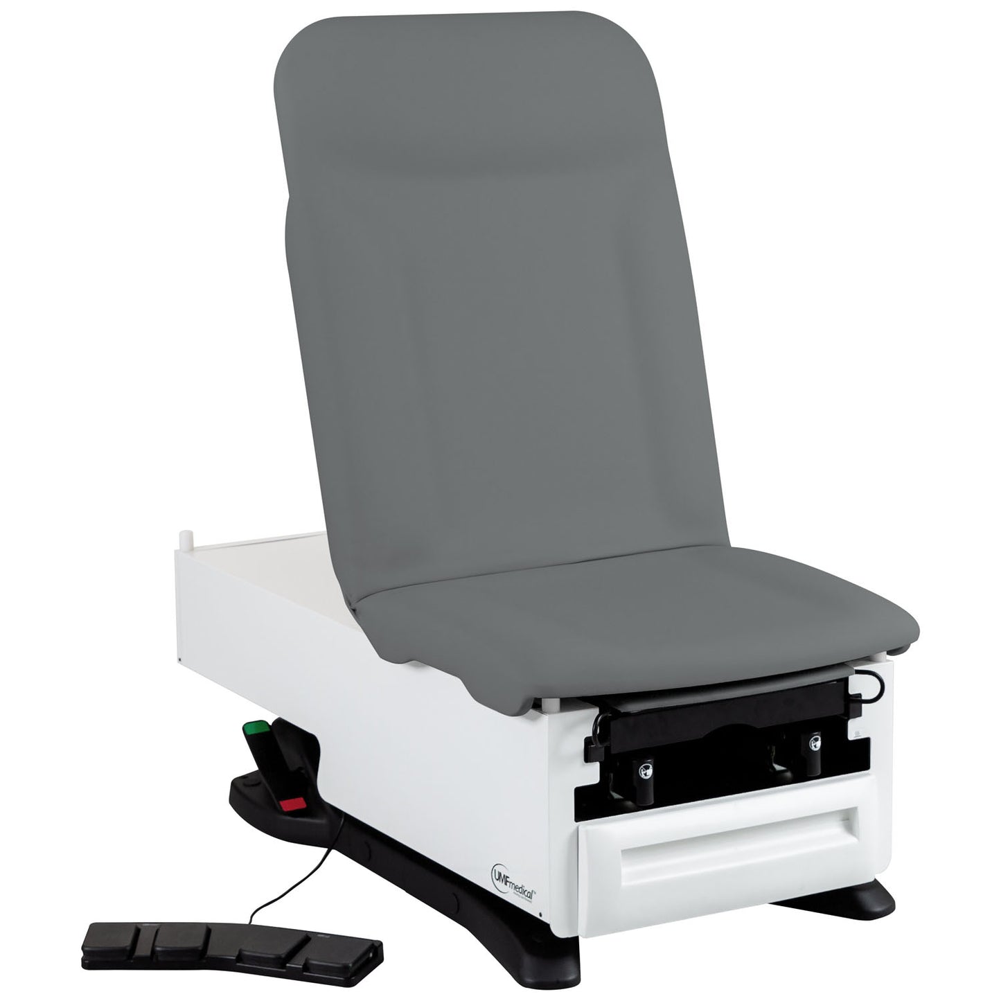 Exam Table, 3503-500-305 with OneTouch WheelBase® System, Premium Upholstery, Power Backrest, Stirrups, Drain Pan, Electrical Receptacle, Drawer Warmer, Foot Control, Front Storage Drawer, Available in 16 Colors