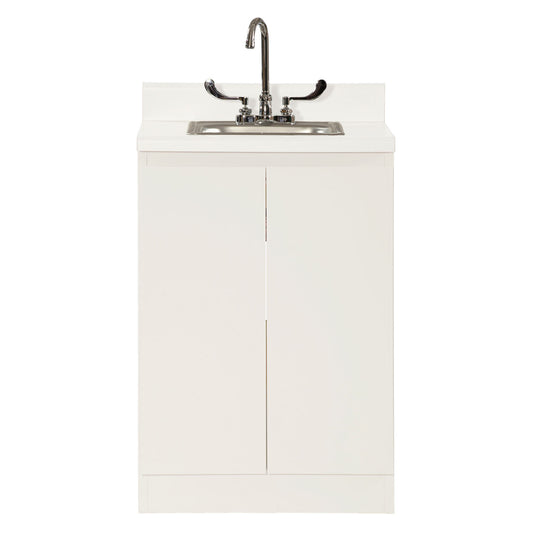 Base Cabinet, Steel, 24", with Stainless Steel Sink & Faucet, Two Doors, Quiet White (2)