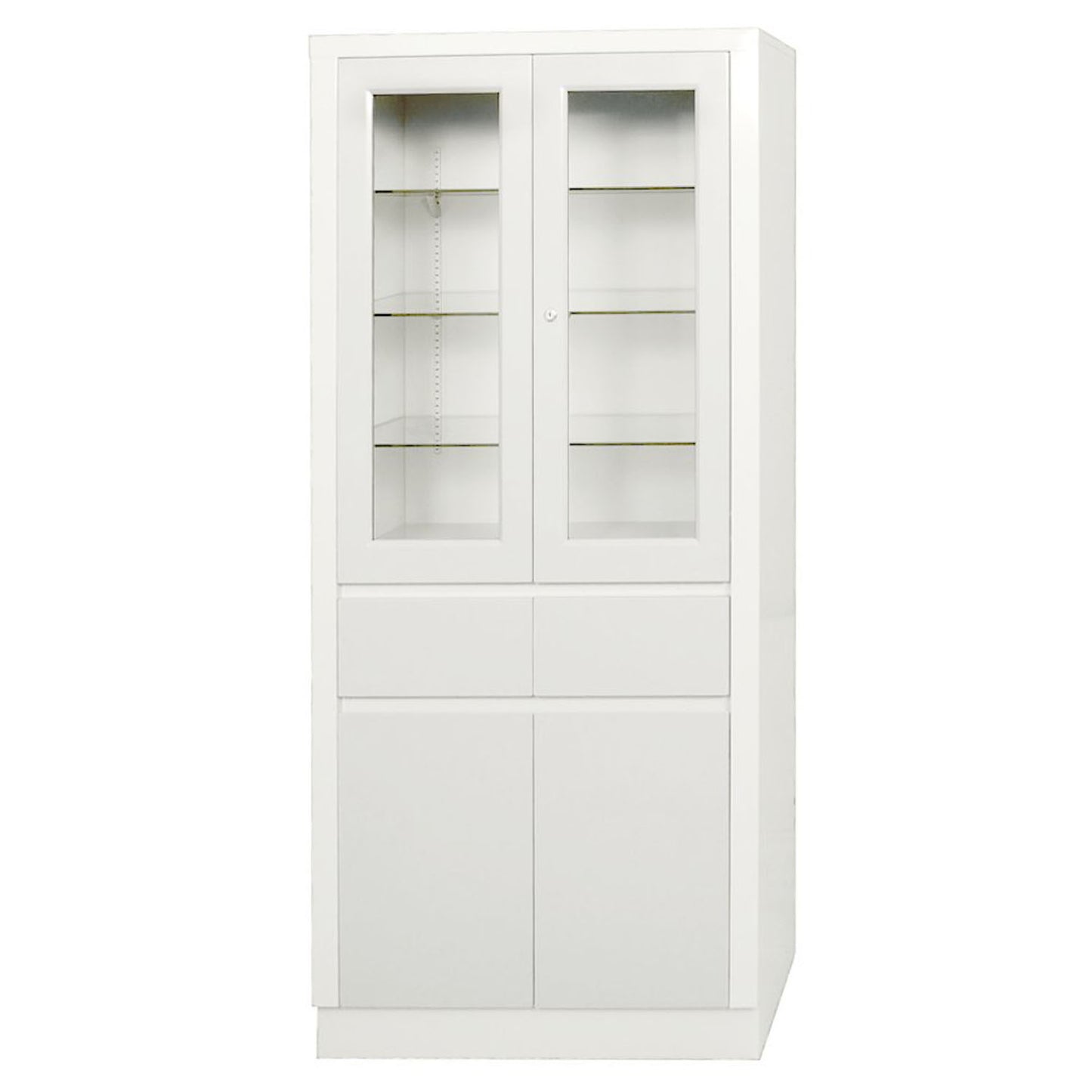Storage/Supply Cabinet, 7142 with Upper Section, Two doors, Two drawers, 31.5"W x 67"H x 15.5"D, Quiet White (2) (2)