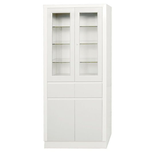 Storage/Supply Cabinet, 7142 with Upper Section, Two doors, Two drawers, 31.5"W x 67"H x 15.5"D, Quiet White (2) (2)