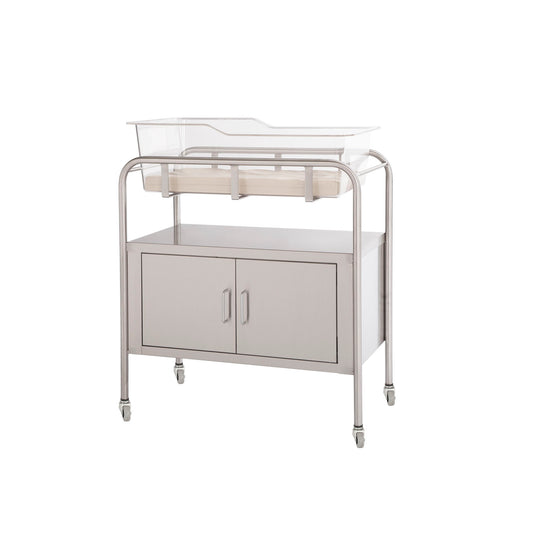 Bassinet with Basket and Mattress , Stainless Steel, Two Door, 32 W x 35.25 H x 17 D (8545) (8546) (2)