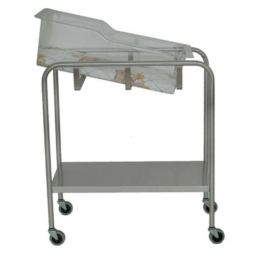 Bassinet with Basket and Mattress , Stainless Steel, One Shelf, 32"W x 35.25"H x 17"D (8545) (8546) (1)