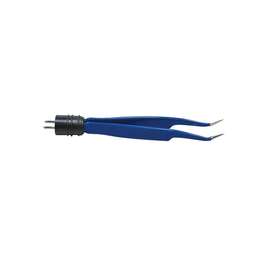 Forceps, Bipolar, 4.5in, Curved Micro 0.5mm Smooth Tip, Coated Stainless Steel, Thumb Handle, Non-Locking, Non-Sterile