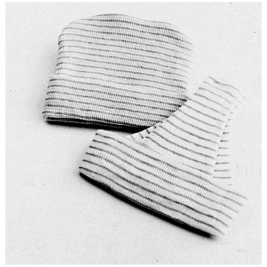 Double-Ply Infant Cap, Unisex, 4" x 5", White, Pink & Blue Stripe, 40/bx, 4 bx/cs