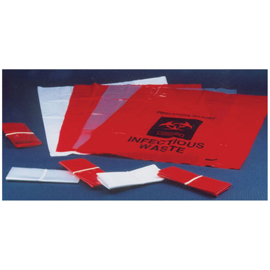Biohazard Bag with tie, Red, 12" x 6" x 18", 1000/cs