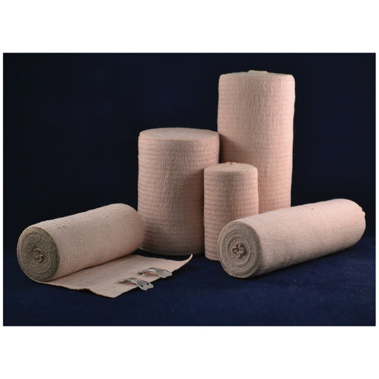 Economy Elastic Bandage, 6" x 10 yds with Standard Clips, Tan, Latex Free , 10/bx, 5 bx/cs (Stretched) (LF)