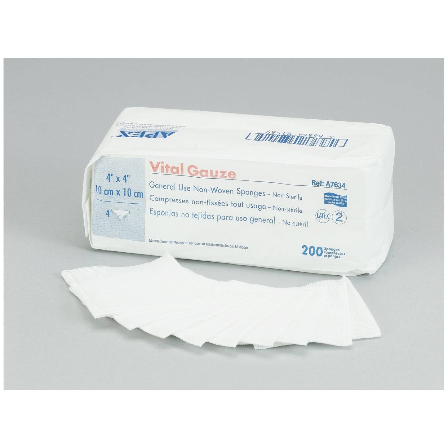 Gauze Sponge, 4" x 4", 4-Ply, Sterile 2s, 50/pk, 24 pk/cs