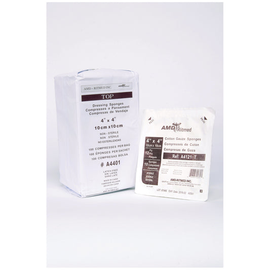 Gauze Sponge, 4" x 4", 12-Ply, Sterile 2s, 50/pk, 24pk/cs