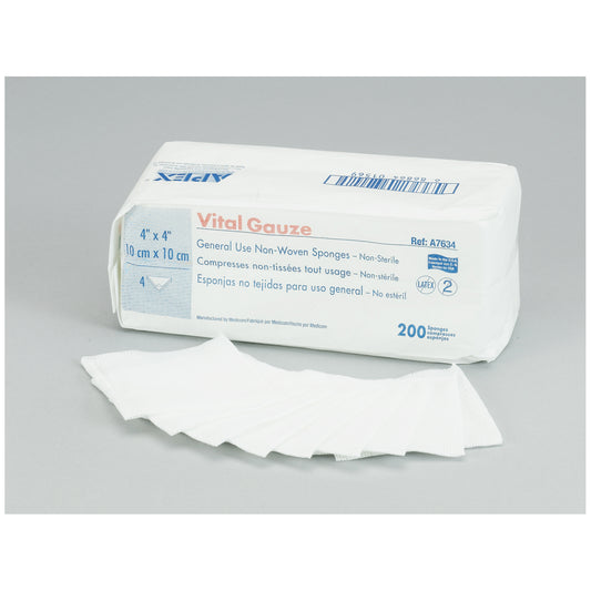 Gauze Sponge, 4" x 4", 4-Ply, Non-Sterile, 200/pk, 10 pk/cs (40 cs/plt)