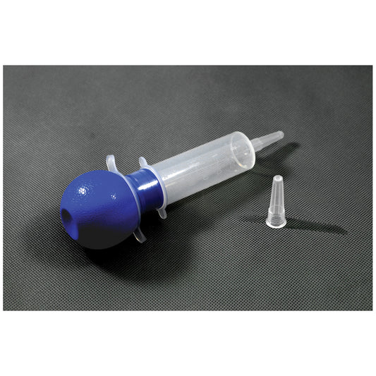 Bulb Irrigation Kit Includes: 500cc Graduated Container, 60cc Bulb Irrigation Syringe, Patient ID Label, Small Tube Adapter, Packaged in a Resealable IV Pole Bag, 30/cs (50 cs/plt)