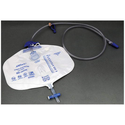 Drainage Bag, 2000mL, Anti-Reflux Device, Pre-Pierced Needle-Free Sampling Port, Single Hook & Rope Hanger, T-Tap Drain Port, Sterile Fluid Pathway, 20/cs (Luer Slip or Blunt Cannula Compatible)