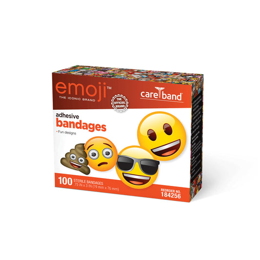 Emoji Adhesive Bandages, 3/4" x 3" Strips, 100/bx, 12bx/cs