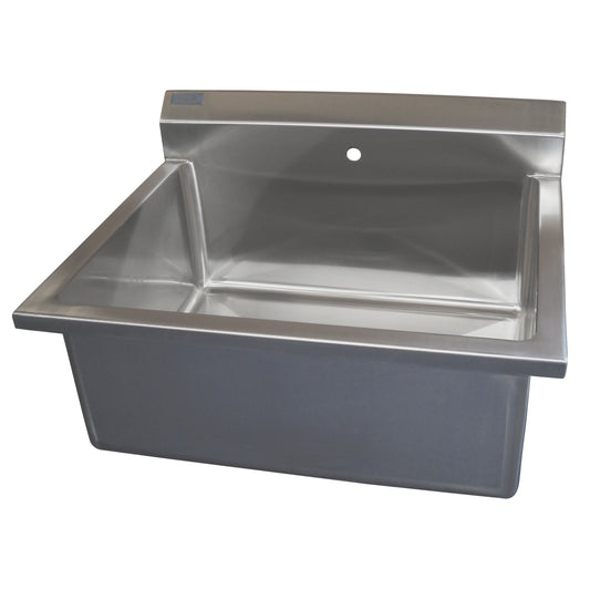 Single Scrub Sink, Stainless Steel Wall Mount, with Rounded Corners and 12" Backsplash - 30"L x 19.75"D x 22.56"H (Freight Terms are Prepaid & Add to Invoice-Contact Vendor for Specifics)