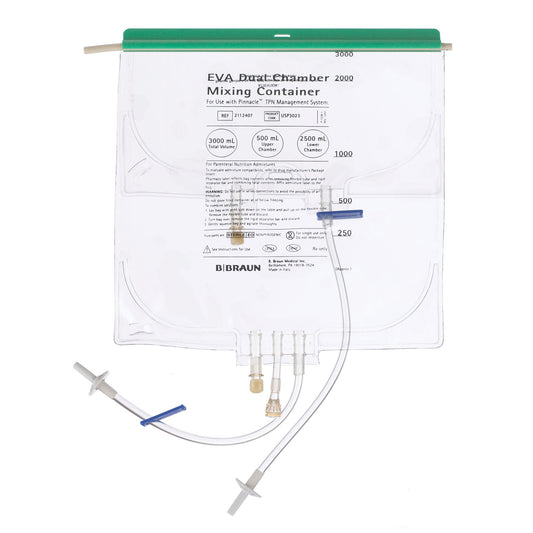 Dual Chamber Mixing Container, Pinnacle Compounder Compatible Connectors, 3000mL, 28/cs &nbsp;&nbsp;<strong style="color:red">Max weekly quantity allowed: 10</Strong> (Rx) (Continental US+HI Only)