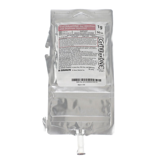 1g CefTRIaxONE For Injection & Dextrose Injection, 50mL , 24/cs (Rx) (Item is Non-Returnable) (Continental US+HI Only, Excluding IN and ND)