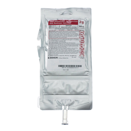 2g CefTRIaxONE For Injection & Dextrose Injection, 50mL , 24/cs (Rx) (Item is Non-Returnable) (Continental US+HI Only, Excluding IN and ND)