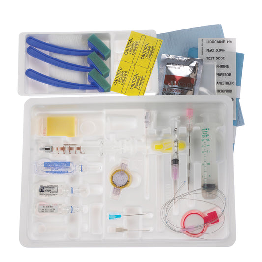 Continuous Epidural Tray, 18G x 3½" Tuohy-Schliff Epidural Needle, 20G Closed Tip Catheter & 5cc Luer Slip Glass LOR Syringe , 10/cs (Rx) (Item is Non-Returnable) (Continental US+HI Only, Excluding IN and ND)