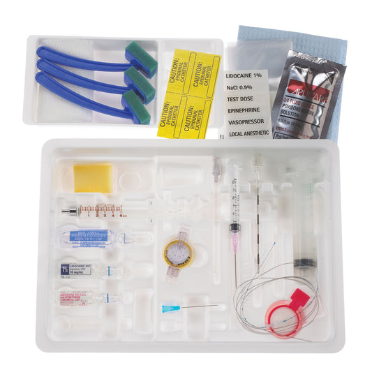 Continuous Full Epidural Tray, 17G x 3½" Tuohy Needle, 18G Closed Tip Catheter, Clear Plastic Fenestrated Drape & Drugs , 10/cs (Rx) (Item is Non-Returnable) (Continental US+HI Only, Excluding IN and ND)