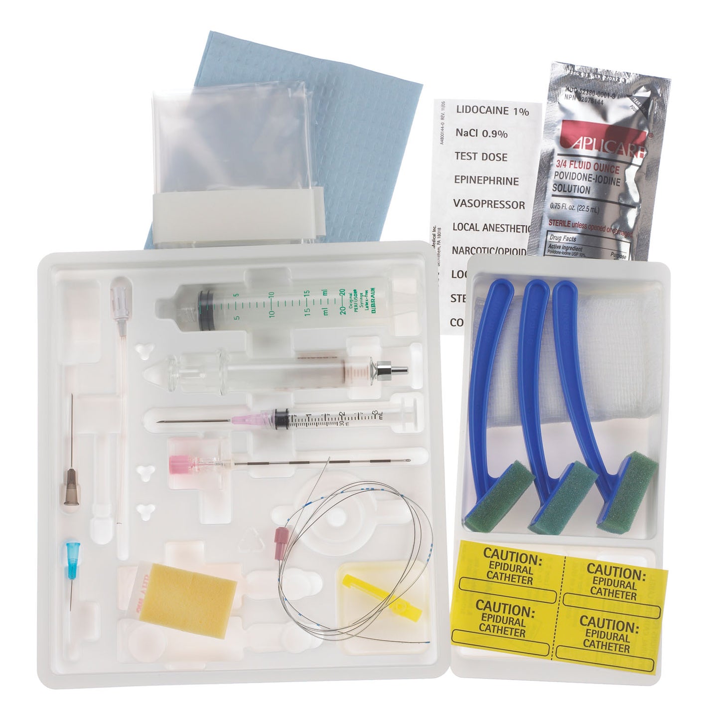 Basic Continuous Epidural Tray, 18G x 3½" Tuohy Needle & 20G Closed Tip Catheter, Luer Slip Glass Syringe , 10/cs (Rx) (Item is Non-Returnable) (Continental US+HI Only, Excluding IN and ND)