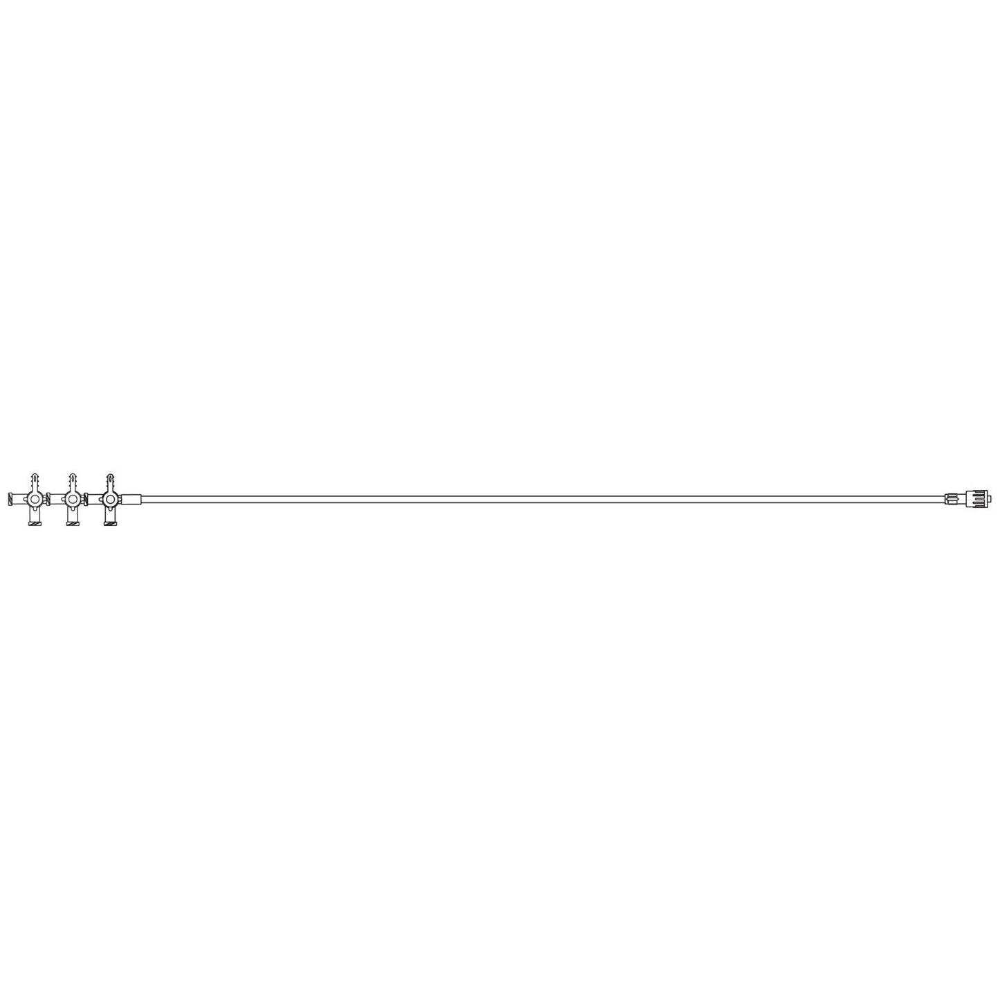 Extension Set, Three 4-Way, 4 Female Luer Lock Ports, 40" Extension Tubing, SPIN-LOCK® Adapter, Port Covers, 6mL Priming Volume, DEHP & Latex Free , 100/cs (LF) (Rx) (Continental US+HI Only)