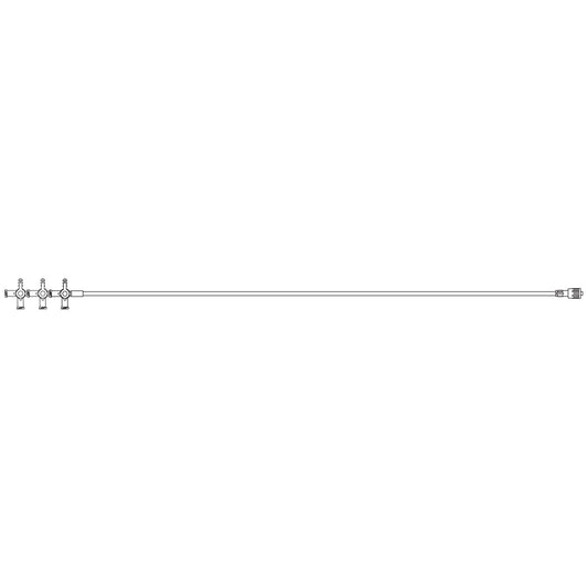 Extension Set, Three 4-Way, 4 Female Luer Lock Ports, 40" Extension Tubing, SPIN-LOCK® Adapter, Port Covers, 6mL Priming Volume, DEHP & Latex Free , 100/cs (LF) (Rx) (Continental US+HI Only)