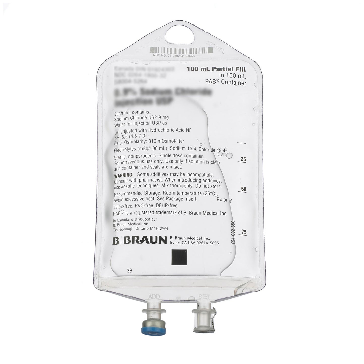 Dextrose Injections, 5%, 100/150mL, PAB® Containers , 64/cs (Rx) (Item is Non-Returnable) (Continental US+HI Only, Excluding IN and ND)