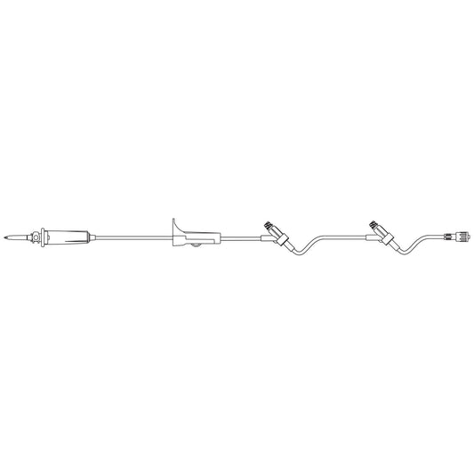 Emergency Medical Services Set, Universal Spike, Roller Clamp, ULTRASITE Valve Injection Sites 8" & 3" Above Distal End, SPIN-LOCK Connector, DEHP-Free, Latex Free , 16mL Priming Volume, 86"L, 15 drops/mL, 50/cs (Continen (LF) (Rx) (Item is Non-Returnable