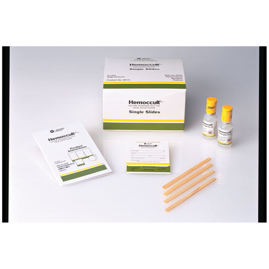 Each Case Contains: Boxes of 100 Hemoccult® Single Slides , 15mL Bottles of Developer, Applicators & Instructions (Item is considered HAZMAT and cann (10) (Test Cards) (20) (1000) (Minimum Expiry Lead is 90 days) (Item is Non-Returnable) (US & Canada Only