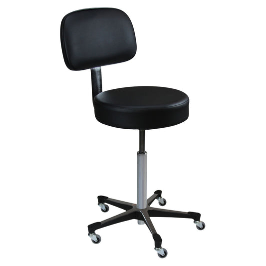 Exam Stool 1113, Black, Leg, Black Composite Base, Backrest (5)