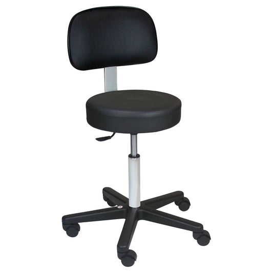 Economy Pneumatic Exam Stool, Black, Leg, Black Composite Base, Backrest (5)