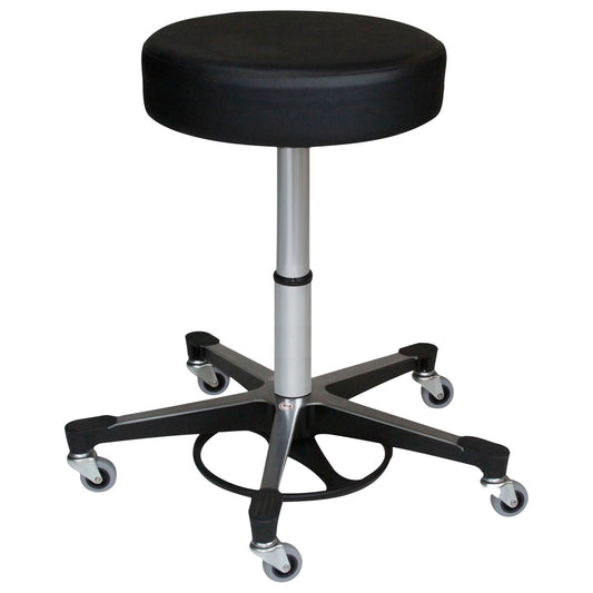 Foot Operated Pneumatic Exam Stool, Black, Leg, Aluminum Base (5)